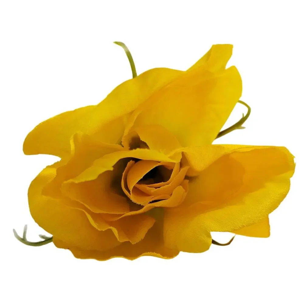 Yellow Artificial Silk Rose Buds Wired Stems Wedding Craft 2.5